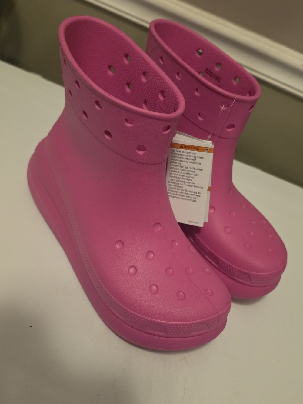 Crocs Women Wedge Pink Slip-On Rain Boots